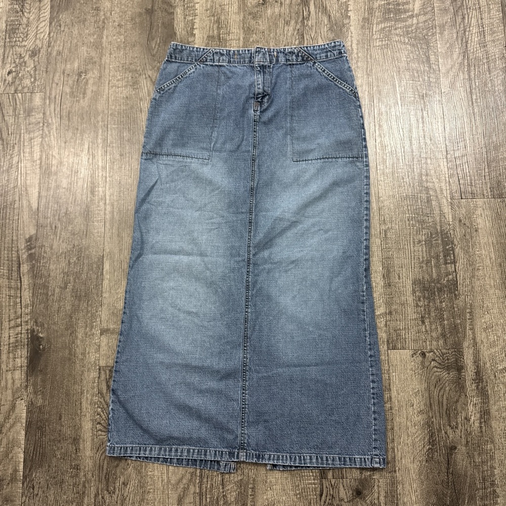 Vintage Y2K Old Navy Maxi Skirt Denim Jean Long Back Slit